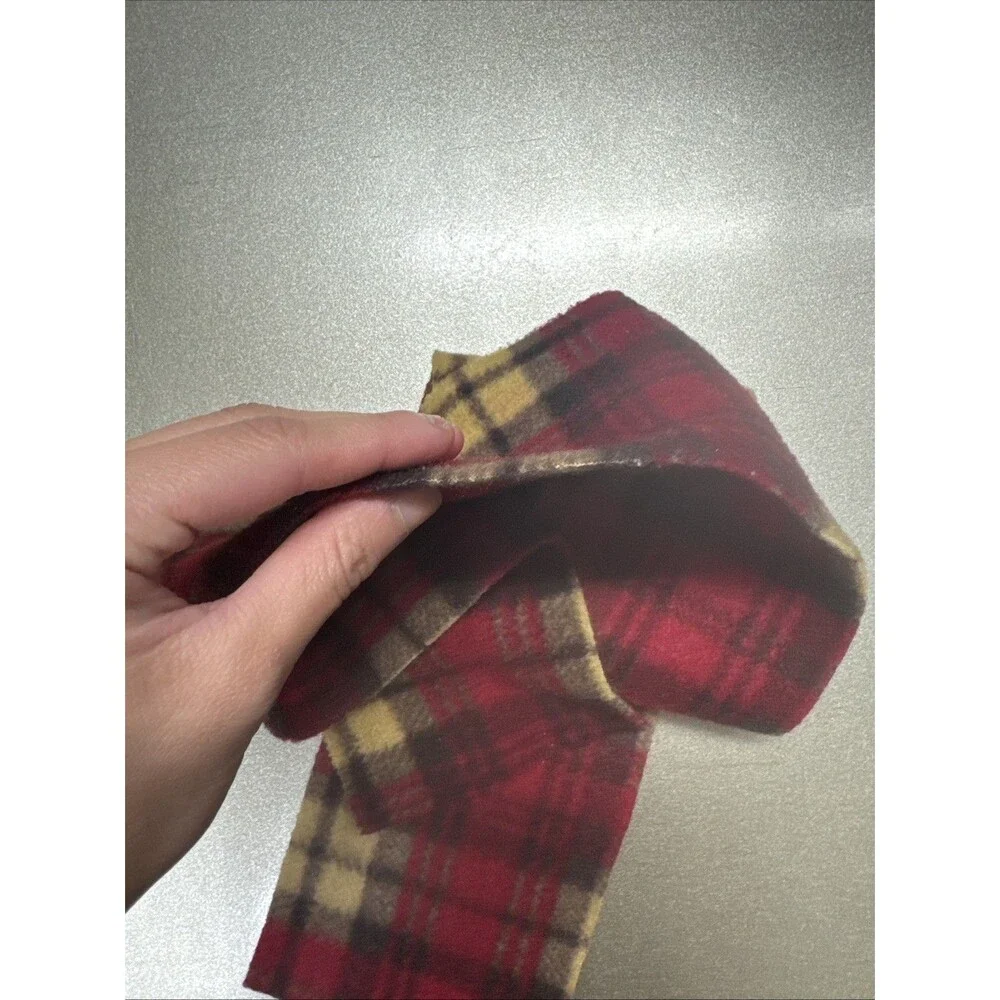 Plaid Fleece Doll Scarf - Classic Red & Tan Tartan Accessory